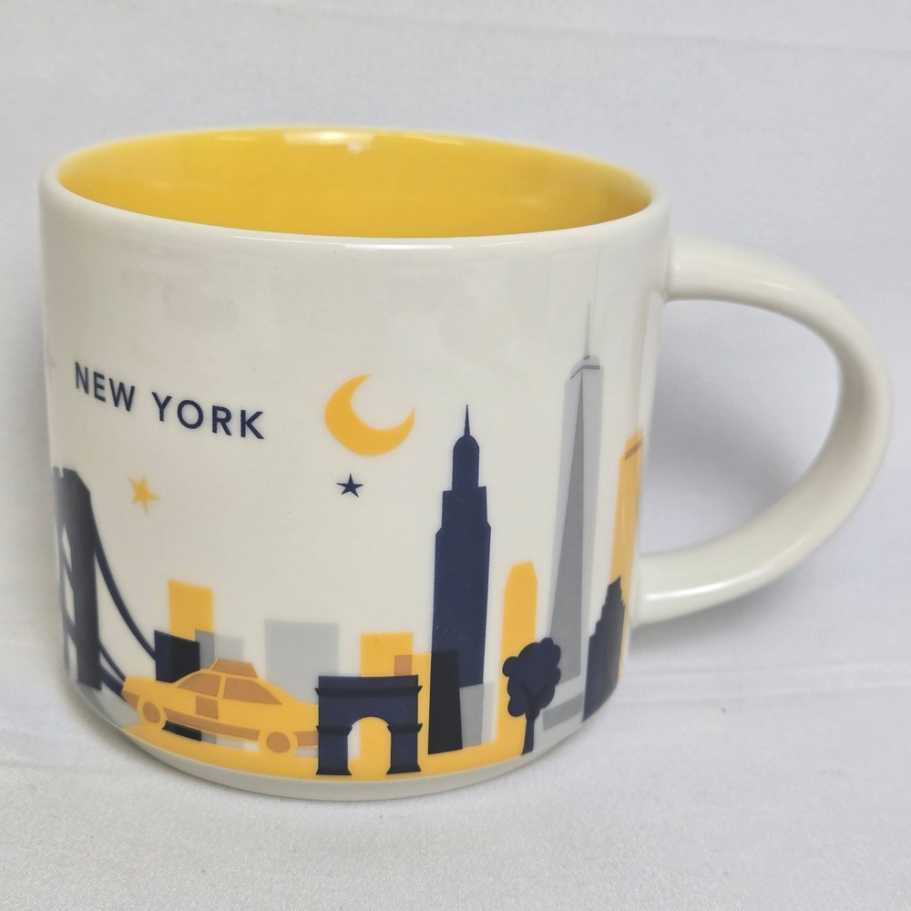 Starbucks New York You Are Here Series Mug 14 flโ oz 2015 White Yellow